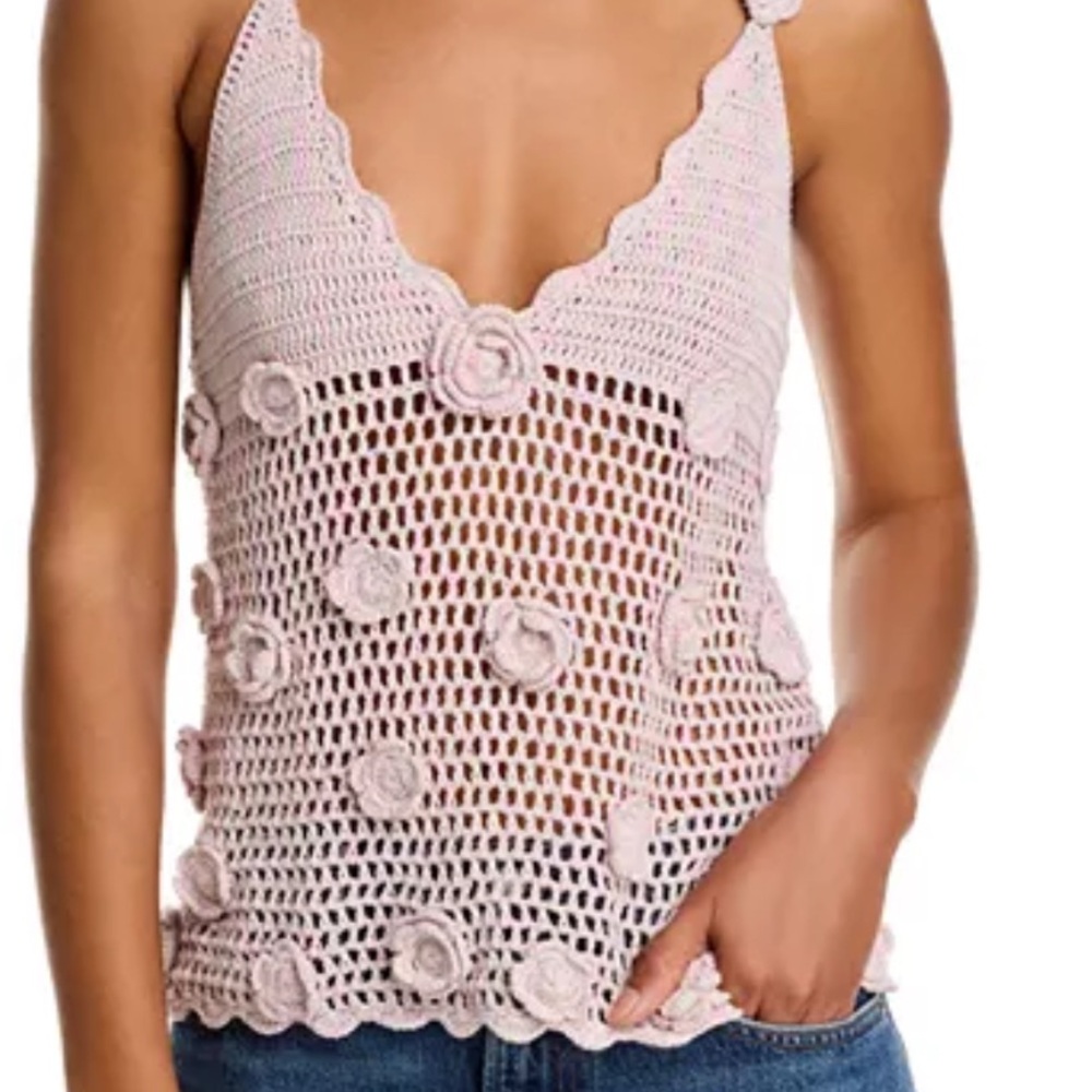 Blank NYC Light Pink Crochet Tank Top